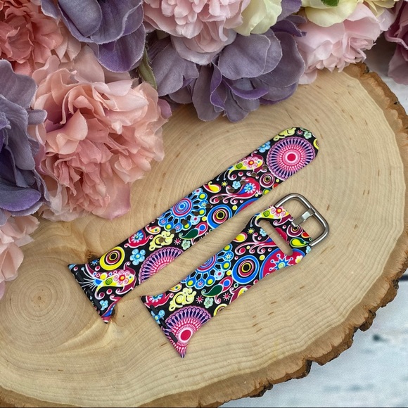 Pop Art Floral Silicone Watchband for Apple - Picture 11 of 16